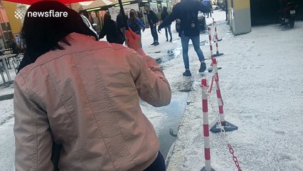 Powerful hail storm hits Pisa, Italy