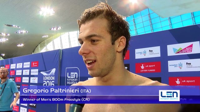 Gregorio Paltrinieri, winner of Men's 800m Freestyle (CR) – Day 12, London