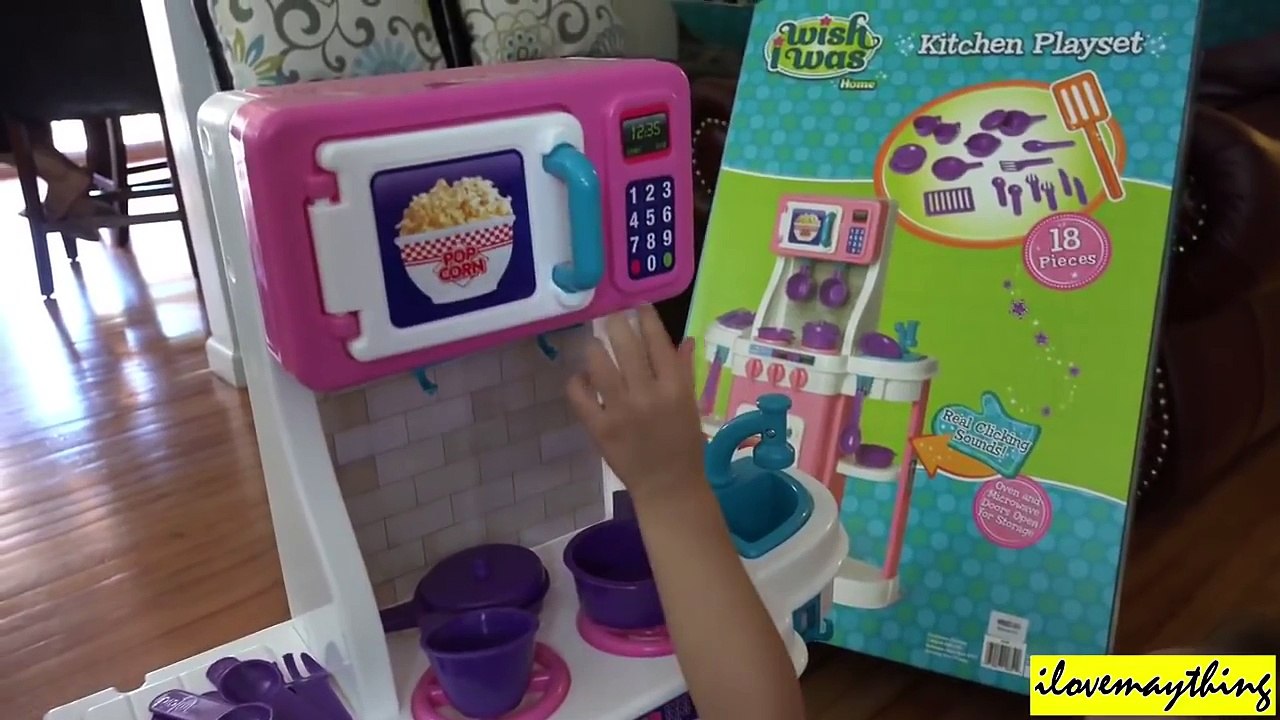 Toys for Kids  A Little Girl Playing Her New Kitchen Toy Playset