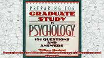 new book  Preparing for Graduate Study in Psychology 101 Questions and Answers