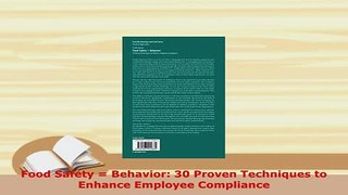 PDF  Food Safety  Behavior 30 Proven Techniques to Enhance Employee Compliance  EBook