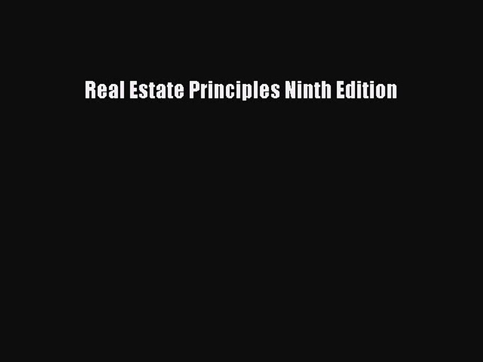 Read Real Estate Principles Ninth Edition Ebook Free