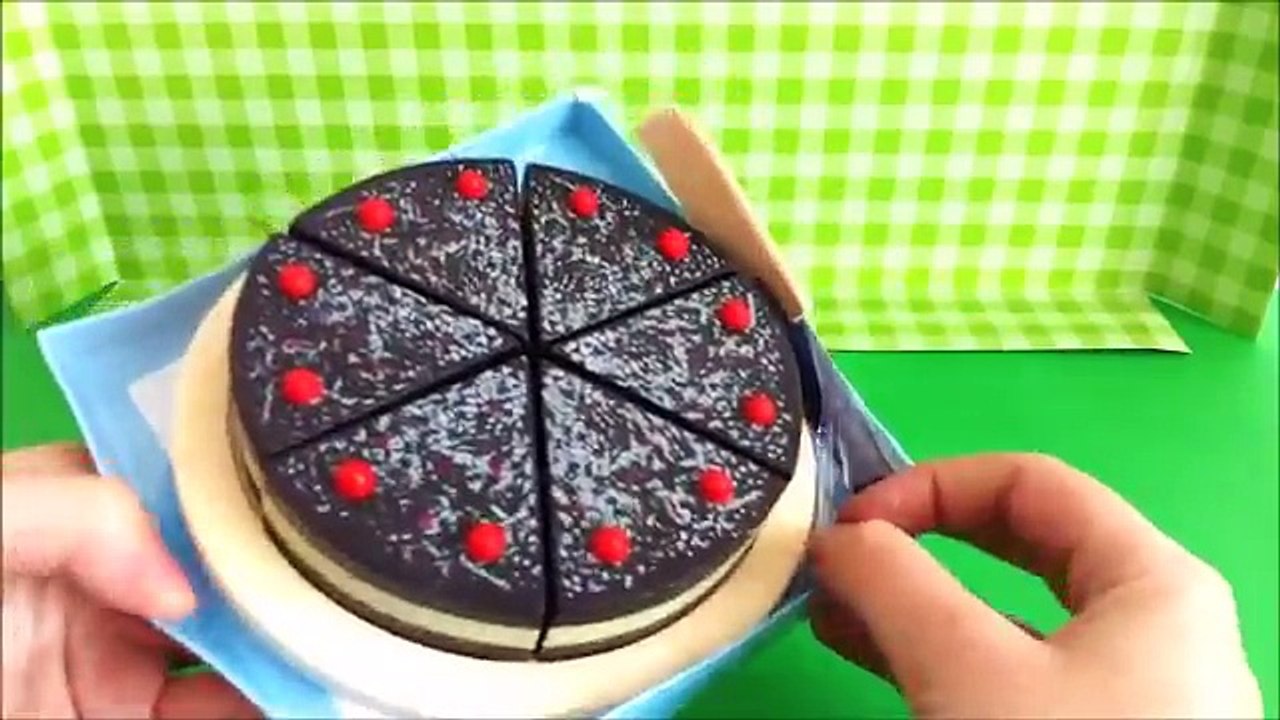 Velcro cake cutting toy toys , food chocolate cake with strawberry cream birthday cake toy Video