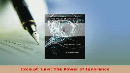 PDF  Excerpt Law The Power of Ignorance Free Books