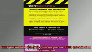READ book  CliffsQuickReview Principles of Management Cliffs Quick Review Paperback  FREE BOOOK ONLINE