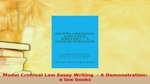 Download  Model Criminal Law Essay Writing   A Demonstration e law books Free Books