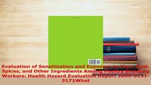 PDF  Evaluation of Sensitization and Exposure to Flour Dust Spices and Other Ingredients Among PDF Book Free