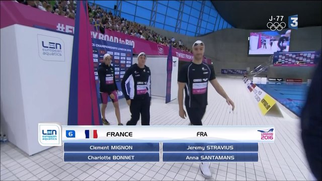 finale 4x100m NL mixte - ChE 2016 natation (Mignon, Stravius, Bonnet, Santamans)