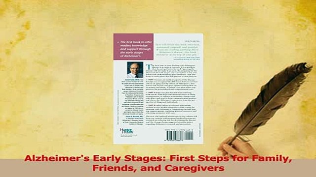 PDF Alzheimers Early Stages First Steps for Family Friends and Caregivers EBook