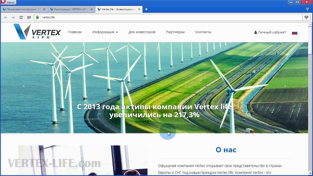 Регистрация на официальном сайте Vertex.life
