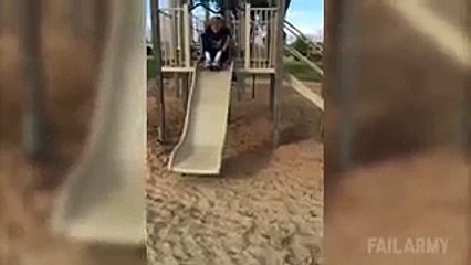 funny boy with slide and skate