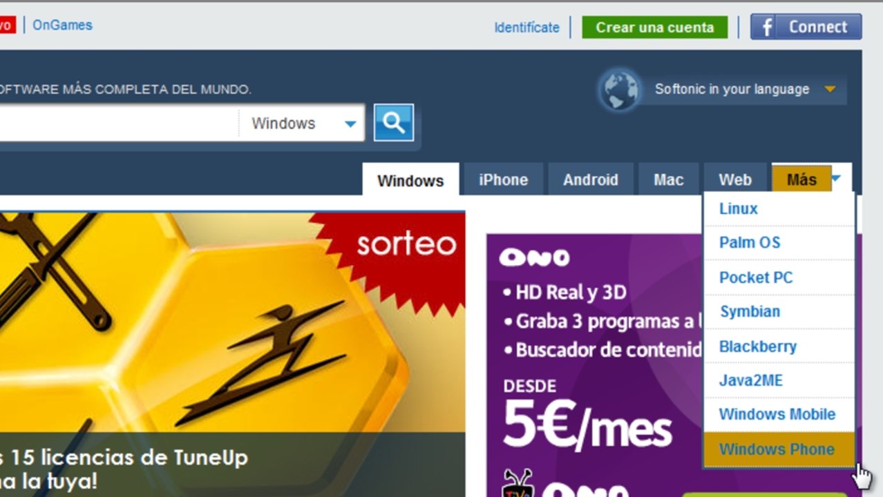 Cómo encontrar un programa para móvil en Softonic