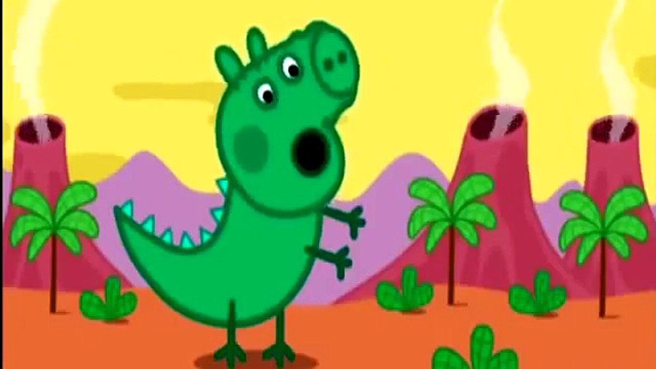 Peppa pig Family Little George Dinosaur scares and running for Peppa Pig Crying 3