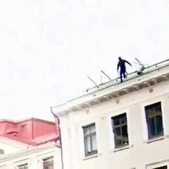 Amazing Man is jumping from the Roof Top