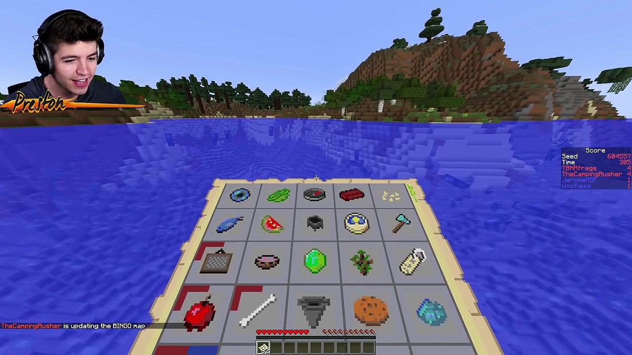 Minecraft 2V2 RED vs BLUE BINGO CHALLENGE! with PrestonPlayz & TheCampingrusher