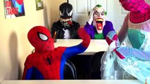 Spiderman vs Joker vs Venom - Spiderman Joker & Venom Welcome Nerdy Frozen Elsa! - Funny Superheroes