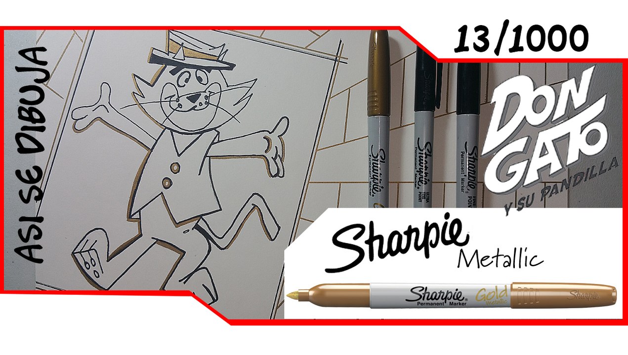 COMO DIBUJAR a Don Gato | Con Sharpie Gold Metallic | Paso a Paso | HOW TO DRAW Top Cat