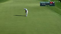 Andrew Loupe bangs in a 25-foot par saver at Wells Fargo