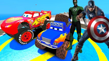 voitures Disney bleu Grit monstre capitaine Lightning McQueen marvel amérique lanterne verte