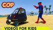 Policeman Spiderman sur la police de bande dessinée de voiture pour enfants Comptines Chansons