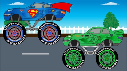 Hulk Truck Vs Superman Truck - Monster Trucks For Children - Kids Vidéo
