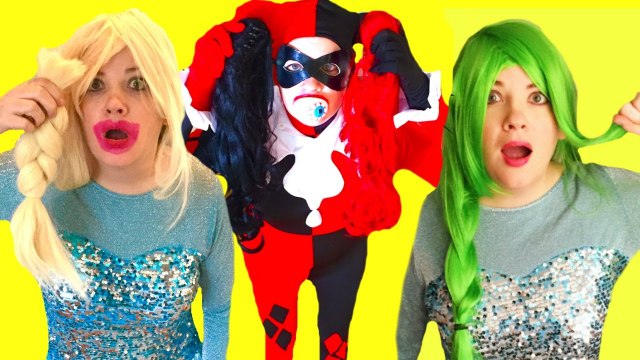 Frozen Elsa Vs Harley Quinn - Hair Battle Elsa Cuts Hair Off Fun Superhero Movie in Real Life (720p_30fps_H264-192kbit_AAC)