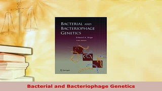 PDF  Bacterial and Bacteriophage Genetics Free Books