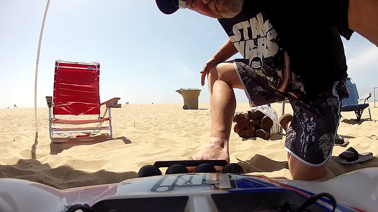 Brandons Big RC Car at the Beach