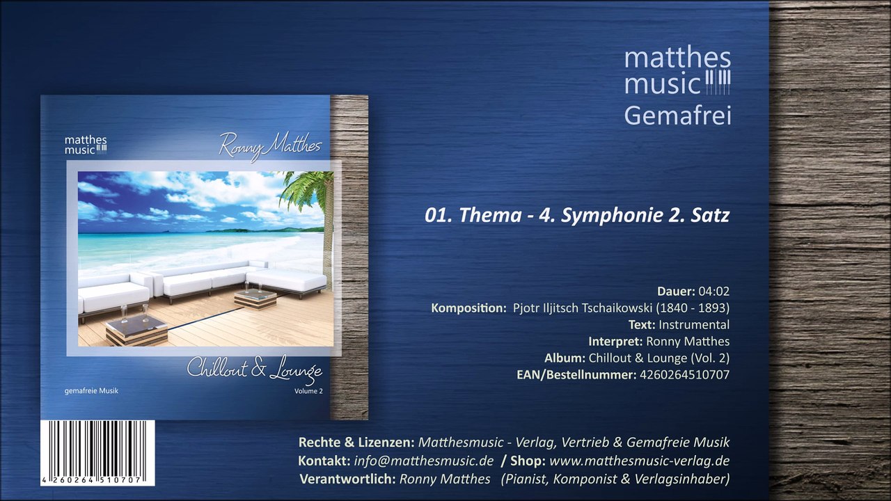 Thema (4.  Symphonie 2.  Satz)  (Pjotr Iljitsch Tschaikowski ) - Royalty Free (01/11) - CD: Chillout & Lounge (Vol. 2)
