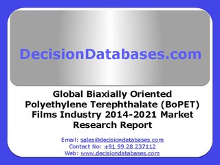 Biaxially Oriented Polyethylene Terephthalate Films Market 2014 to 2021
