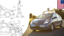 Google patents adhesive layer that sticks pedestrians to the hood of self-driving cars during accidents