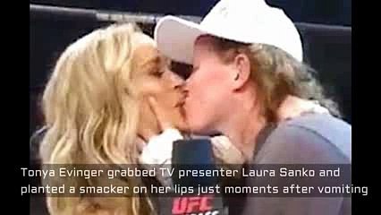 Tonya Evinger wins championship, throws up, kisses announcer