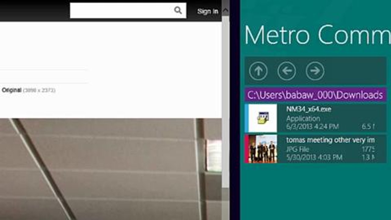 Metro Commander für Windows 8 in der Snap-Miniansicht