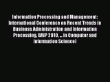 [PDF] Information Processing and Management: International Conference on Recent Trends in Business