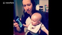 Baby laughs at pictures of himself with Snapchat filters
