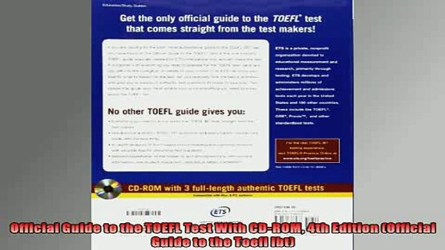 FREE DOWNLOAD Official Guide to the TOEFL Test With CDROM 4th Edition Official Guide to the Toefl Ibt READ ONLINE