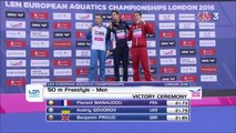 Podium 50m NL H - ChE 2016 natation (Florent Manaudou)