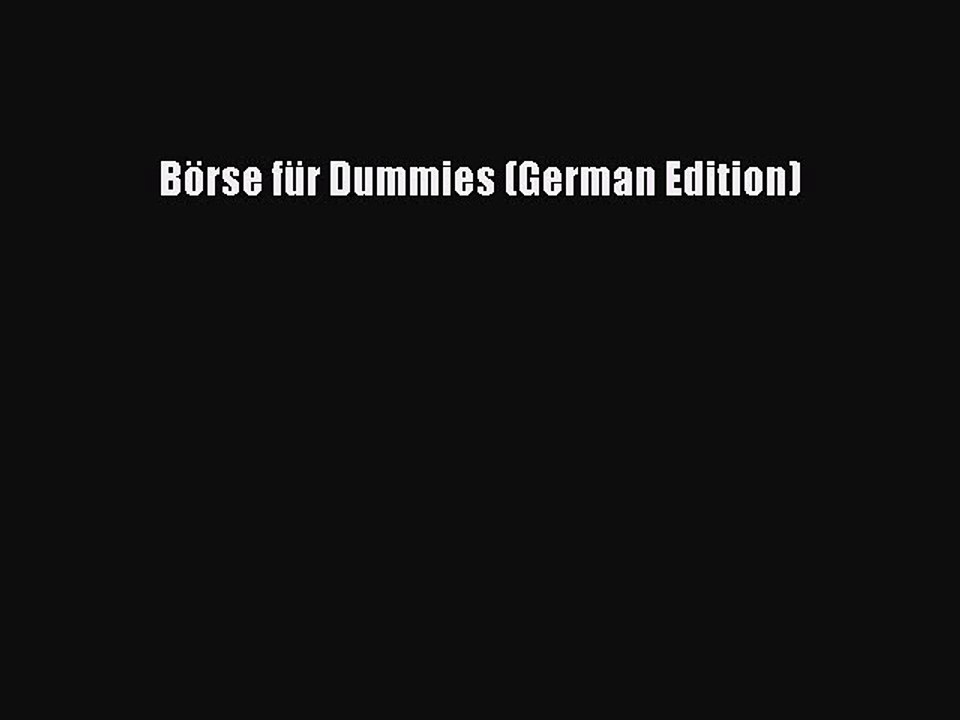 Read Börse für Dummies (German Edition) PDF Free