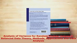 Download  Analysis of Variance for Random Models Volume I Balanced Data Theory Methods Read Online