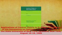 PDF  Applications of Control Theory in Ecology Proceedings of the Symposium on Optimal Control PDF Book Free