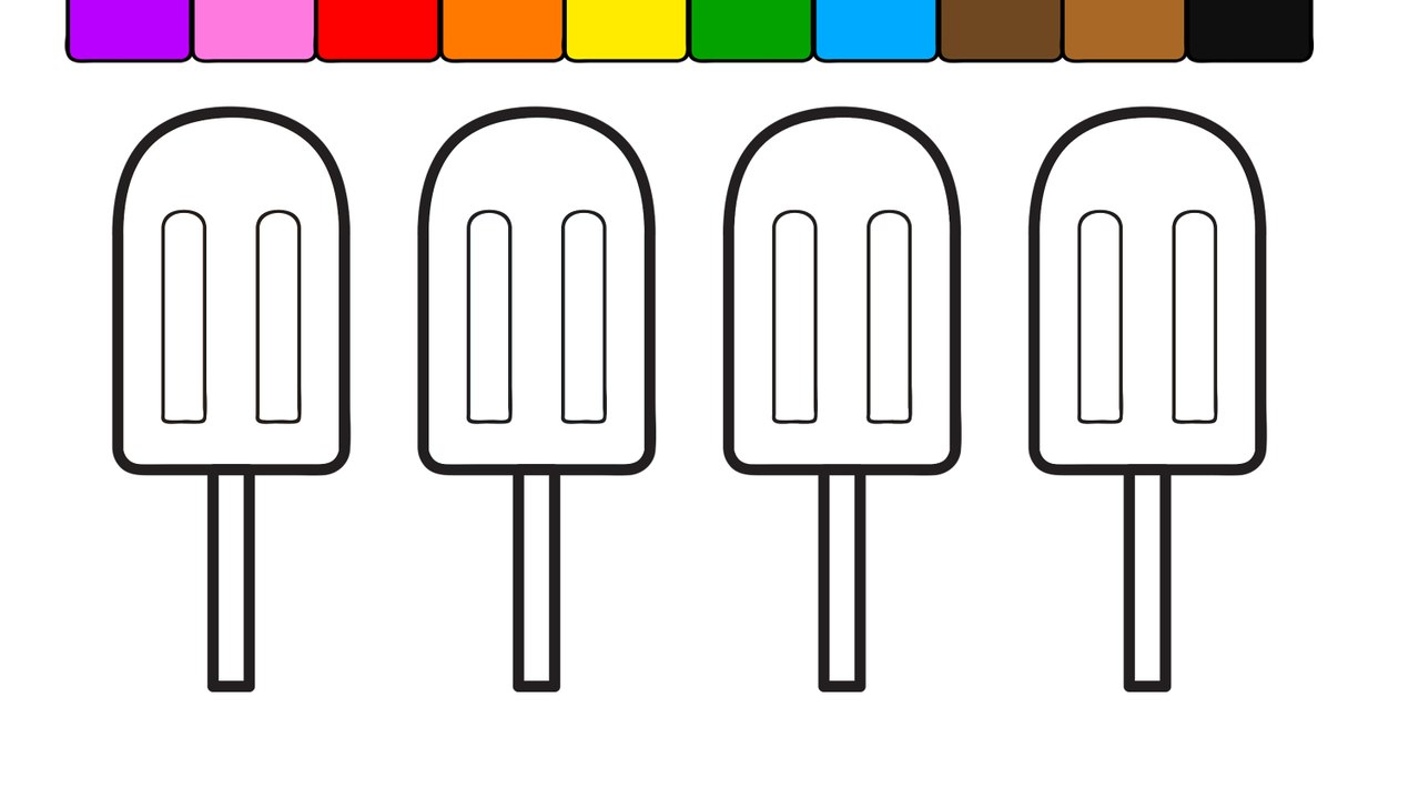 Learn Colors Color IceCream Popsicles Coloring Page with smiley face
