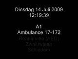 Reanimatie Zwaluwlaan Schiedam: PRIO 1 TS 14-1 HW 14-1 OD 10-1   A1 Ambu 17-174, 17-172 (A1 Terug)