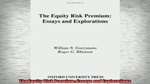 Free PDF Downlaod  The Equity Risk Premium Essays and Explorations  DOWNLOAD ONLINE