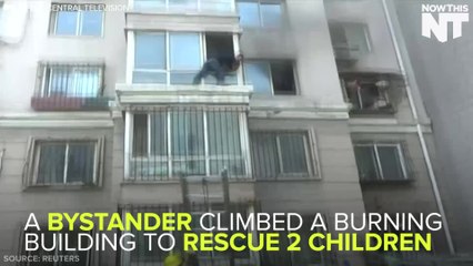 Man Climbs Into Burning Building To Rescue Two Children