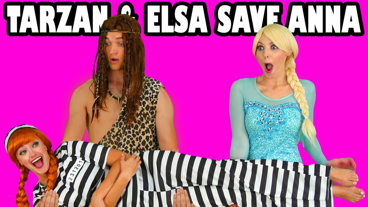 Elsa & Tarzan Save Anna. In Real Life with Frozen Hans & Princess Ariel 2016.