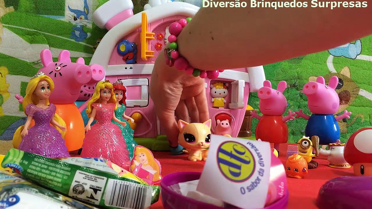 Minions Peppa Pig Princesas Disney Glitter  Shopkins Hello Kitty ovos surpresas brinquedo