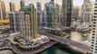 Beautiful aerial view timelapse of Dubai Marina at day time in Dubai, UAE