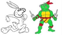 Peppa Pig Speed Coloring Mash Up Bugs Bunny TMNT Drawing Videos For Kids Episodes 2016