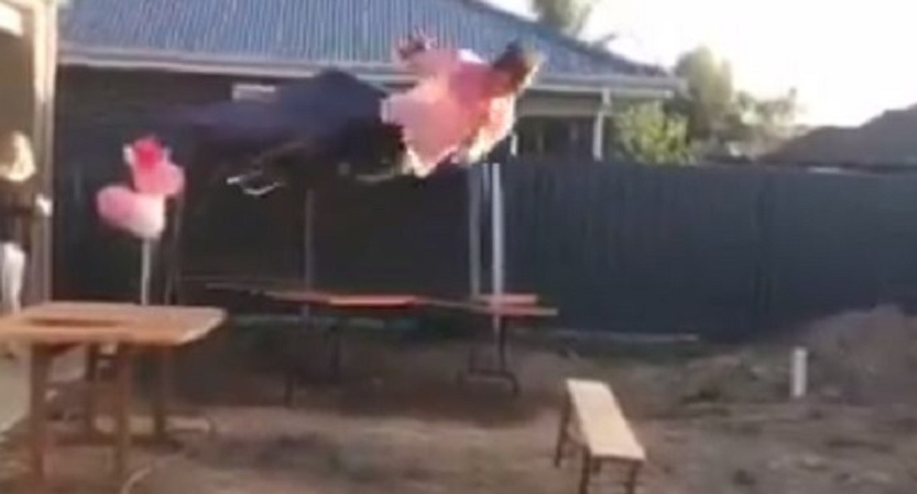 Un abruti fait une prise de catch sur un banc