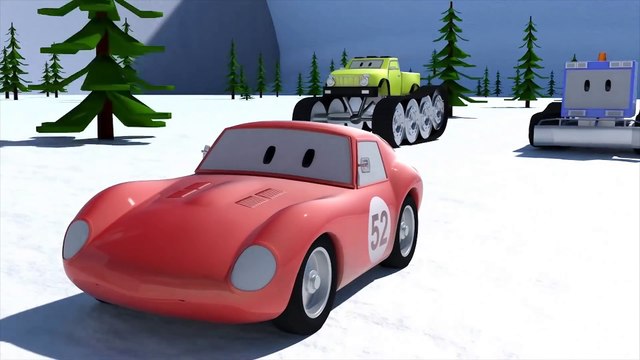 Chasse neige Monster, Trucks & Spid la voiture de course Dessins animés pour enfants 3D